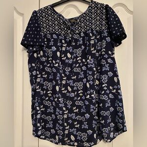 Dalia Blue Short Sleeve Floral Blouse